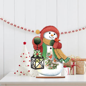 Christmas Wooden Xmas Snowman Diamonds Painting Desktop Decor for Table Office Decor (7)
