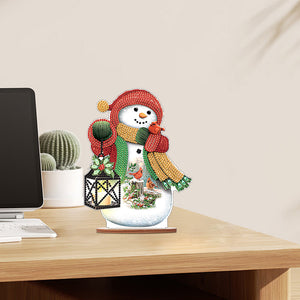 Christmas Wooden Xmas Snowman Diamonds Painting Desktop Decor for Table Office Decor (7)