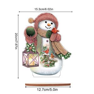 Christmas Wooden Xmas Snowman Diamonds Painting Desktop Decor for Table Office Decor (7)