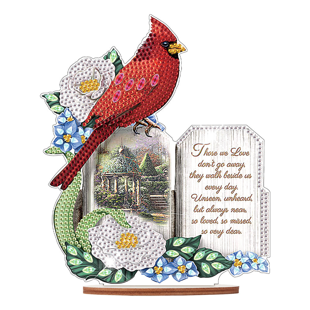 Christmas Wooden Xmas Cardinal Desktop Diamond Art Kits for Xmas Table Office Decor