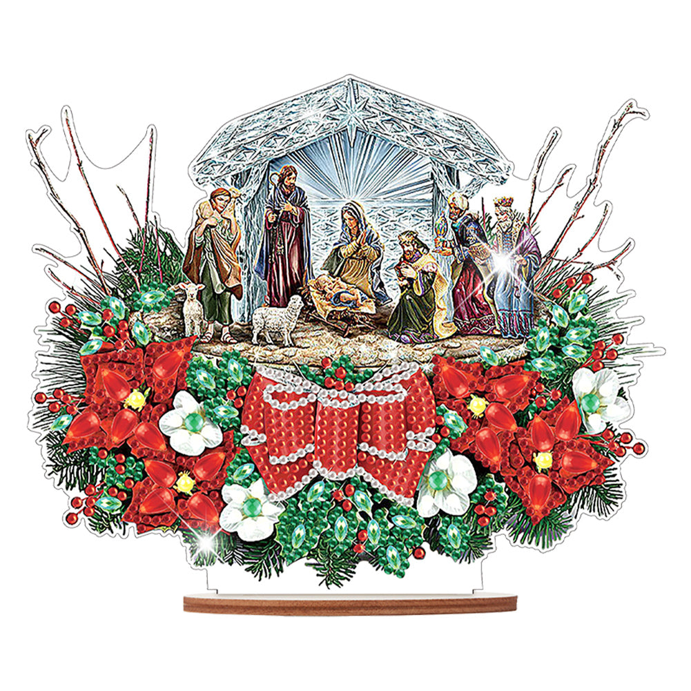 Wooden Christmas Diamond Painting Tabletop Ornament for Table Office Decor
