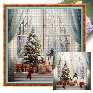 Yishu - Winter Christmas Window - 50*50CM 11CT 3 Stamped Cross Stitch