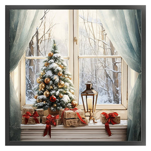 Yishu - Winter Christmas Window - 50*50CM 11CT 3 Stamped Cross Stitch