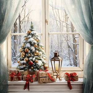 Yishu - Winter Christmas Window - 50*50CM 11CT 3 Stamped Cross Stitch