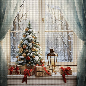 Yishu - Winter Christmas Window - 50*50CM 11CT 3 Stamped Cross Stitch