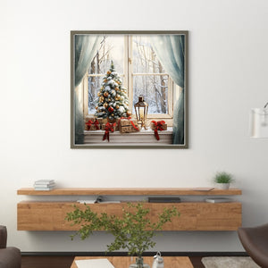 Yishu - Winter Christmas Window - 50*50CM 11CT 3 Stamped Cross Stitch