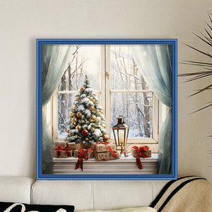 Yishu - Winter Christmas Window - 50*50CM 11CT 3 Stamped Cross Stitch