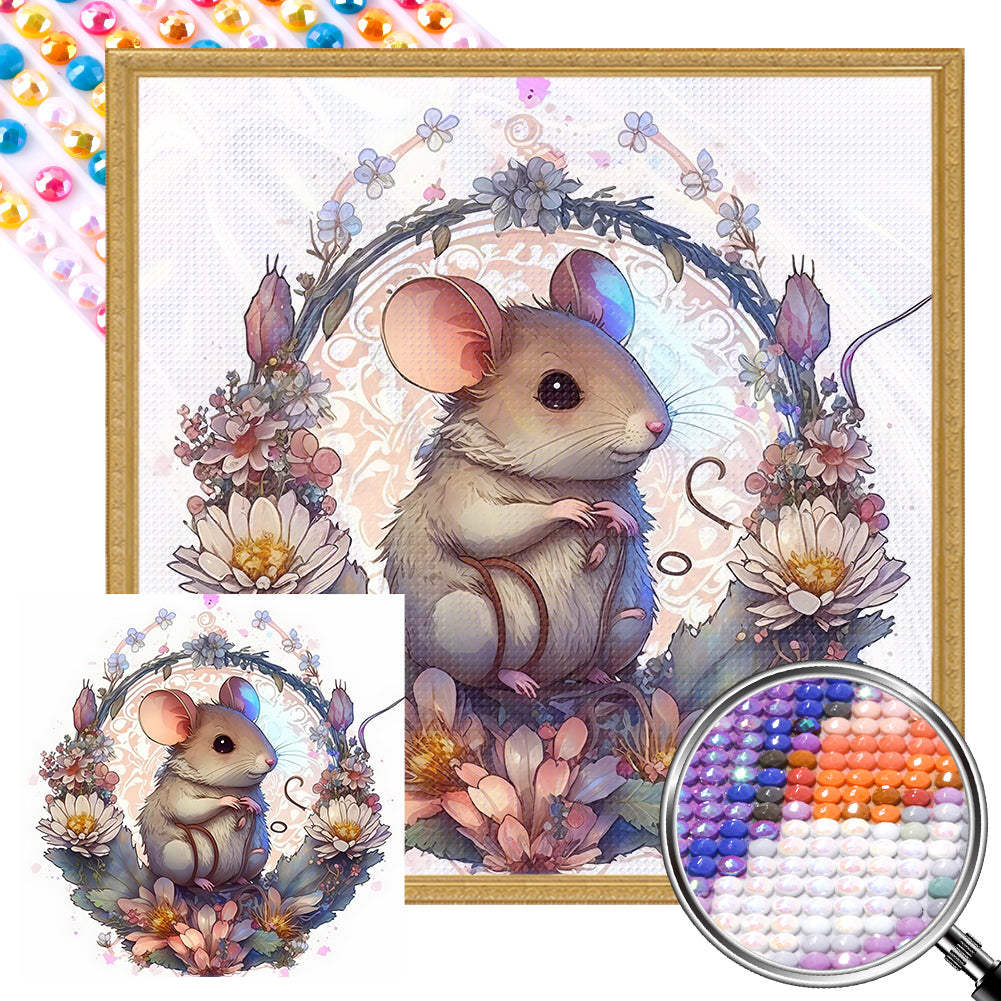 Mouse In A Garland 40*40CM(Picture) Full Round Drill Diamond Painting