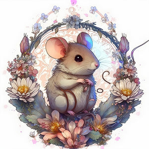 Mouse In A Garland 40*40CM(Picture) Full Round Drill Diamond Painting