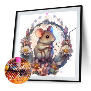 Mouse In A Garland 40*40CM(Picture) Full Round Drill Diamond Painting