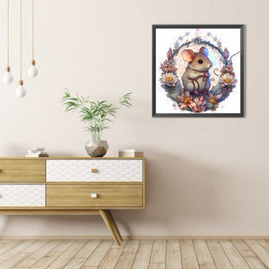 Mouse In A Garland 40*40CM(Picture) Full Round Drill Diamond Painting