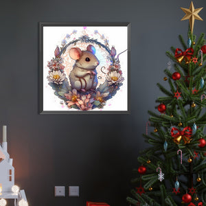 Mouse In A Garland 40*40CM(Picture) Full Round Drill Diamond Painting