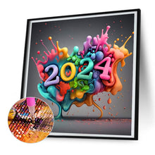 Load image into Gallery viewer, Colorful New Year 2024 30*30CM(Canvas) Full Round Drill Diamond Painting
