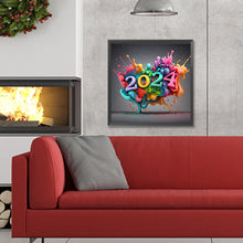 Load image into Gallery viewer, Colorful New Year 2024 30*30CM(Canvas) Full Round Drill Diamond Painting
