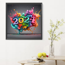 Load image into Gallery viewer, Colorful New Year 2024 30*30CM(Canvas) Full Round Drill Diamond Painting
