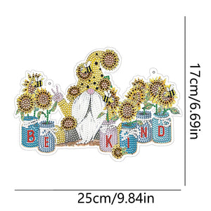 Acrylic Garden Gnome Single-Sided Diamond Painting Hanging Pendant (1)