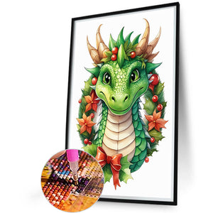 Holiday Dinosaur With Wreath 40*60CM(Canvas) Full Round Drill Diamond Painting