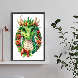 Holiday Dinosaur With Wreath 40*60CM(Canvas) Full Round Drill Diamond Painting