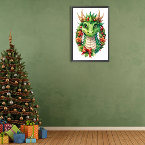 Holiday Dinosaur With Wreath 40*60CM(Canvas) Full Round Drill Diamond Painting