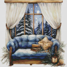 Load image into Gallery viewer, Huancan - Winter Windowsill - 50*50CM 11CT 3 Stamped Cross Stitch
