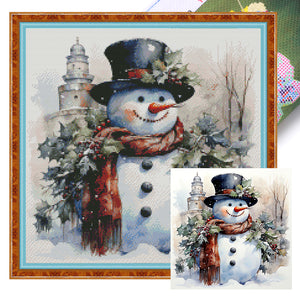 Huancan - Snowman - 50*50CM 11CT 3 Stamped Cross Stitch