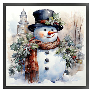 Huancan - Snowman - 50*50CM 11CT 3 Stamped Cross Stitch