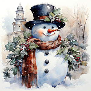 Huancan - Snowman - 50*50CM 11CT 3 Stamped Cross Stitch
