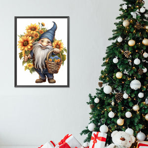 Gnome Holding Sunflowers 30*40CM(Canvas) Full Round Drill Diamond Painting