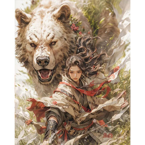 Huancan - Bear And Warrior - 50*60CM 14CT 2 Stamped Cross Stitch