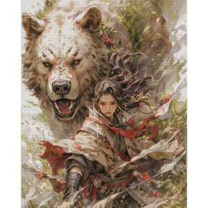 Huancan - Bear And Warrior - 50*60CM 14CT 2 Stamped Cross Stitch