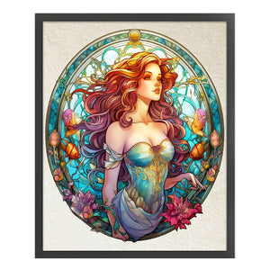 Huancan - Glass Painting - Mermaid - 50*60CM 11CT 3 Stamped Cross Stitch