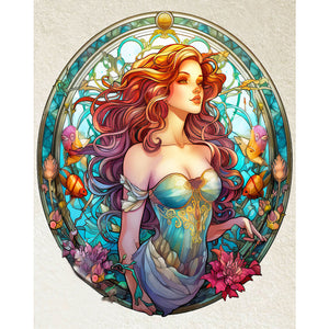 Huancan - Glass Painting - Mermaid - 50*60CM 11CT 3 Stamped Cross Stitch