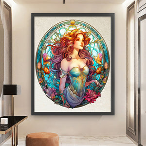 Huancan - Glass Painting - Mermaid - 50*60CM 11CT 3 Stamped Cross Stitch