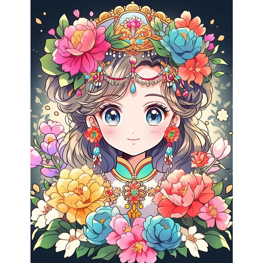 Flowers And Girls 50*60CM(Canvas) Full Round Drill Diamond Painting