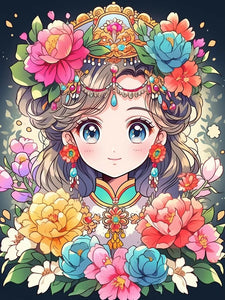 Flowers And Girls 50*60CM(Canvas) Full Round Drill Diamond Painting