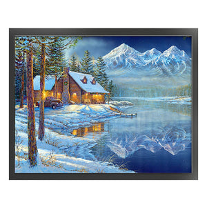 Huancan - Winter Christmas Snow House - 60*50CM 11CT 3 Stamped Cross Stitch