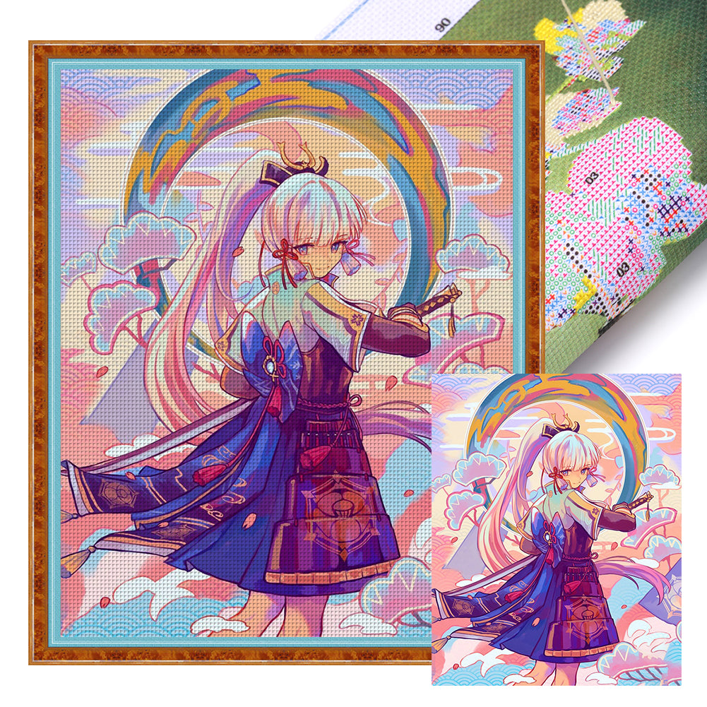 Yishu - Cartoon Girl - 40*50CM 11CT 3 Stamped Cross Stitch