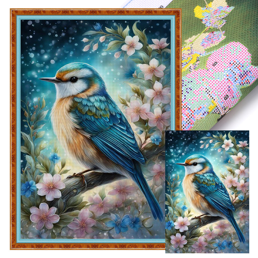 Yishu - Peach Blossoms And Birds - 40*60CM 11CT 3 Stamped Cross Stitch