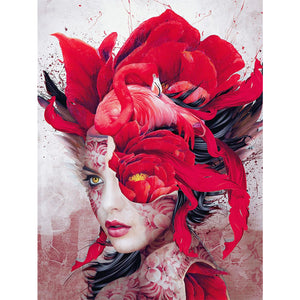 Yishu - Flowers And Girls - 40*56CM 11CT 3 Stamped Cross Stitch