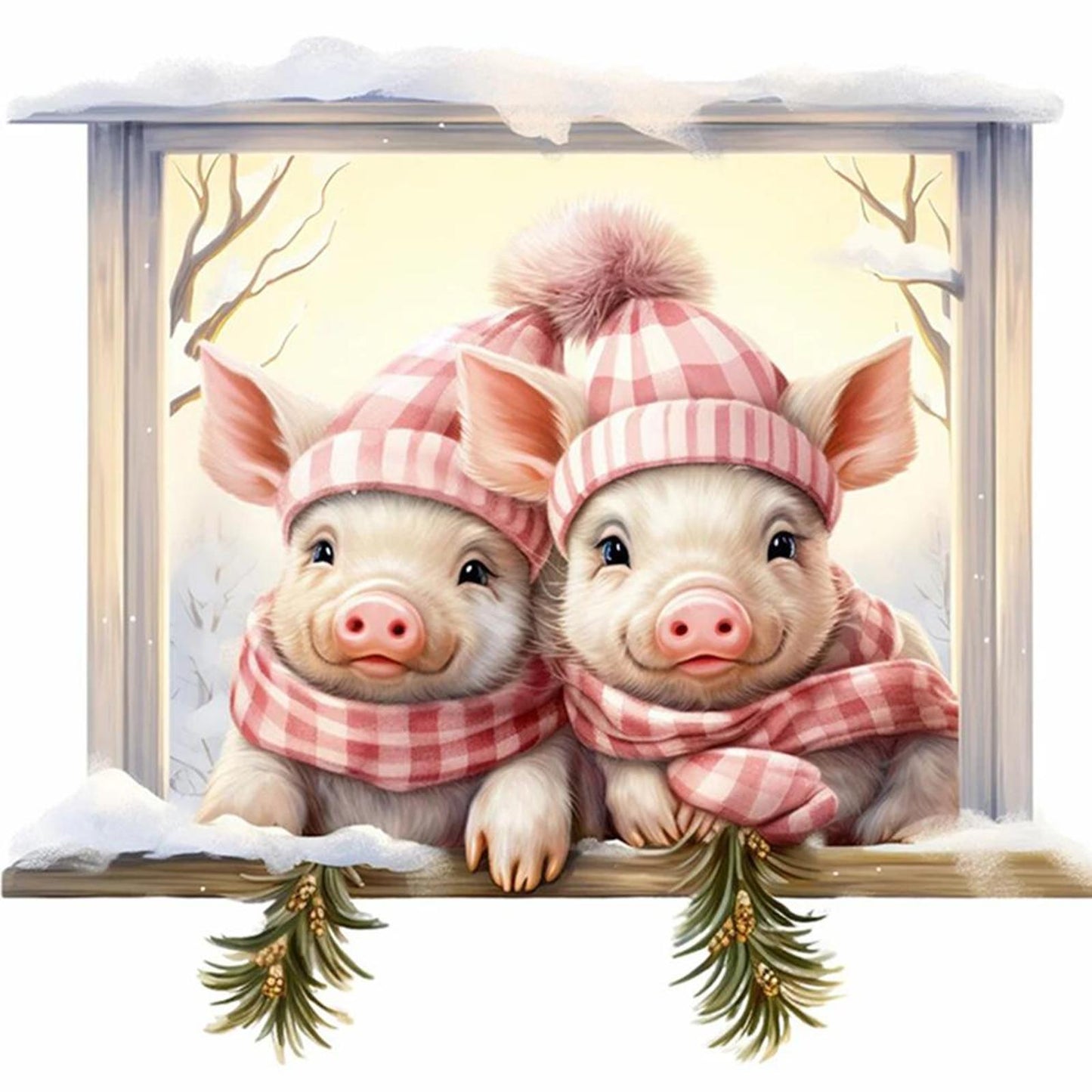 Christmas Pig - Full 18CT Counted Cross Stitch 30x30CM - Huacan