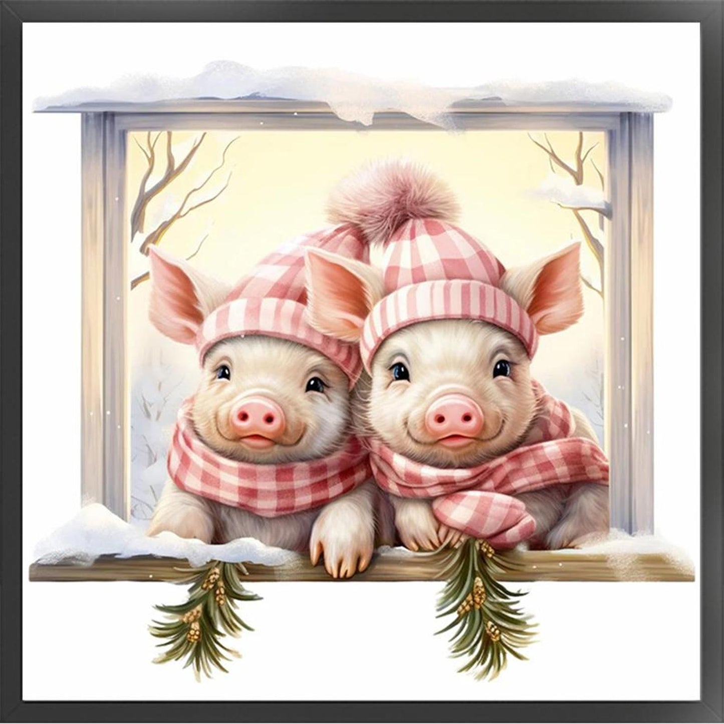 Christmas Pig - Full 18CT Counted Cross Stitch 30x30CM - Huacan