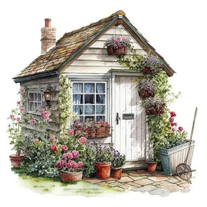 Yishu - Country Cottage - 60*60CM 11CT 3 Stamped Cross Stitch