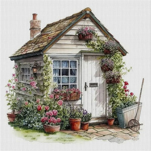Yishu - Country Cottage - 60*60CM 11CT 3 Stamped Cross Stitch