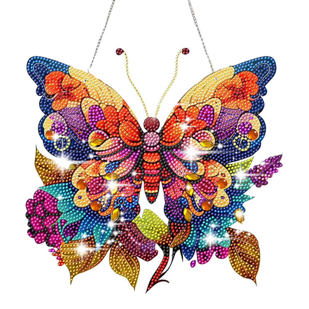 Acrylic Gorgeous Butterfly Single-Sided Diamond Painting Hanging Pendant (4)