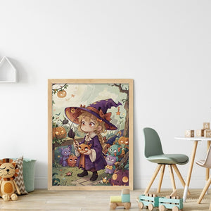 Huancan - Little Witch - 40*55CM 11CT 3 Stamped Cross Stitch