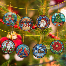 Load image into Gallery viewer, Christmas 8 PCS Acrylic Single-Sided DIY Diamond Painting Hanging Pendant (Santa Cardinal)
