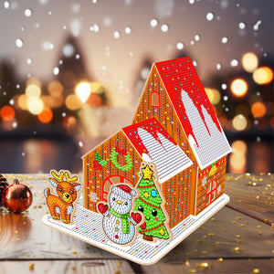 Wooden Diamond Painting Desktop Decor for Office Desktop Decor (Biscuit House)