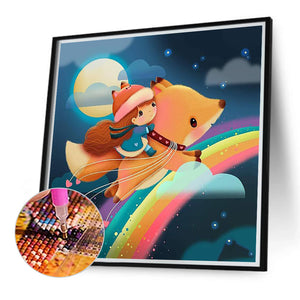 Fox And Girl 40*40CM(Canvas) Full Round Drill Diamond Painting