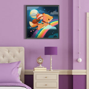 Fox And Girl 40*40CM(Canvas) Full Round Drill Diamond Painting