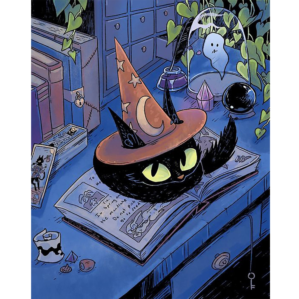 Black Cat 40*50CM(Canvas) Full Round Drill Diamond Painting